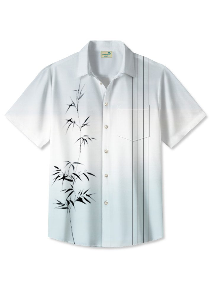 Alohadaddy Summer Plant Bamboo Commute Casual 50s Vintage Bowling Shirt