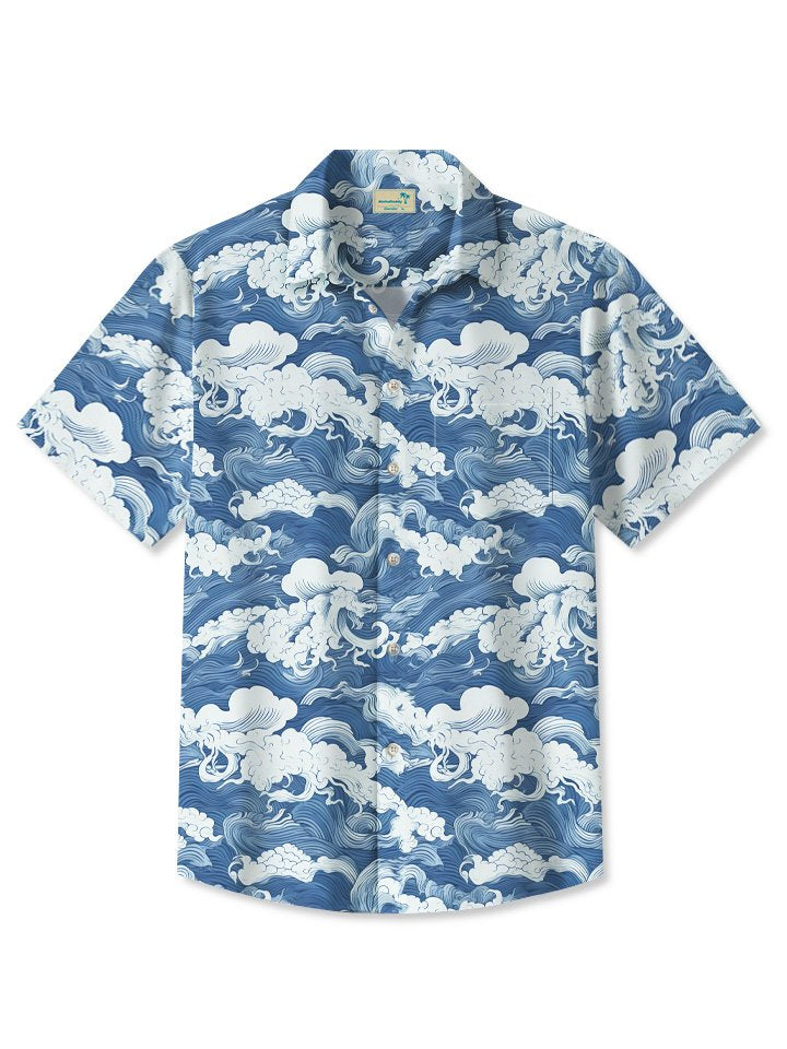 Alohadaddy Summer Beach Waves Casual Vacation Shirt