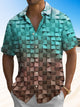 Alohadaddy Summer Tropical Plaid Gradient Casual Vacation Shirt