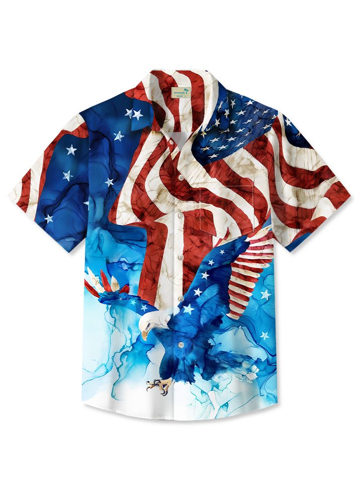 Alohadaddy Summer Flag Independence Day Casual Beach Vacation Shirt
