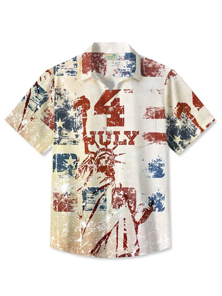 Camisa informal de vacaciones en la playa con la bandera de verano de Alohadaddy para el Día de la Independencia
