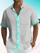 Alohadaddy Summer Ethnic Style Pattern Simple Fine Lines Casual Commuting 50s Vintage Bowling Shirt