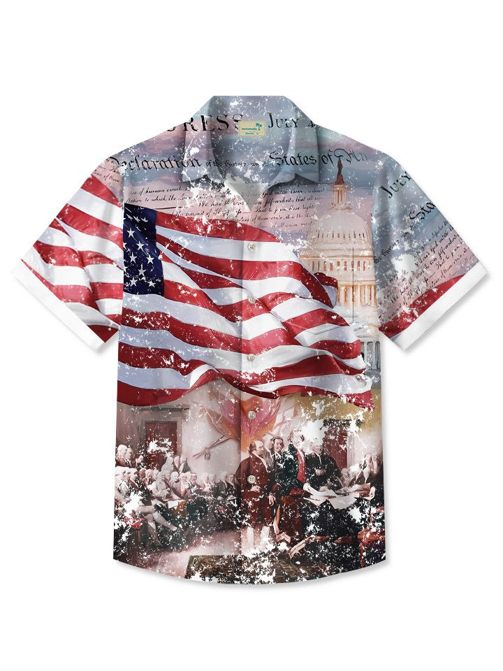 Alohadaddy Summer Holiday Independence Day Flag Retro Casual Vacation Shirt