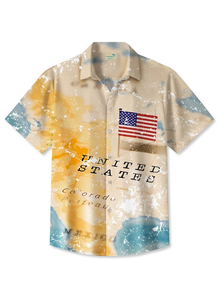 Alohadaddy Summer Holiday Flag Independence Day Casual Vacation Shirt