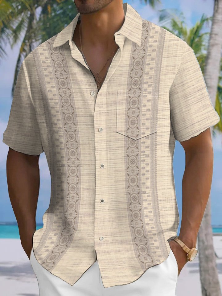 Alohadaddy Summer Ethnic Style Geometric Pattern Casual Commuting 50s Vintage Bowling Shirt