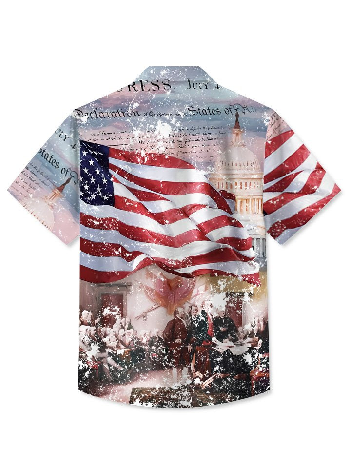 Alohadaddy Summer Holiday Independence Day Flag Retro Casual Vacation Shirt