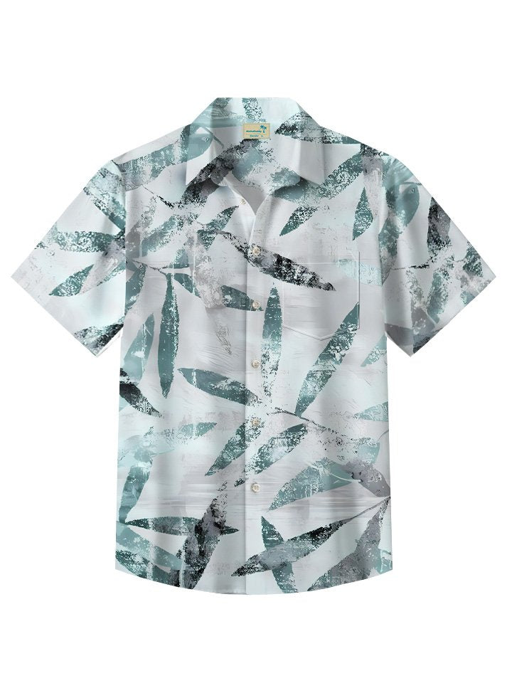 Alohadaddy Summer Tropical Plant Leaves Casual Vacation Shirt