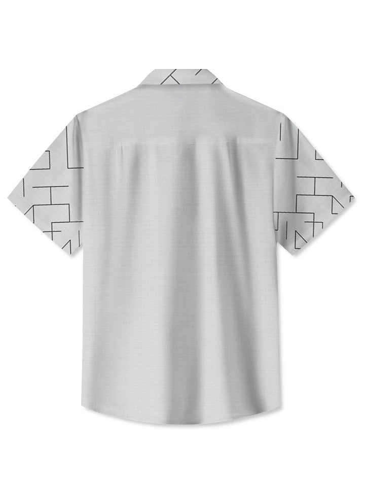 Alohadaddy Summer Geometric Lines Simple Commuting Casual 50s Vintage Bowling Shirt