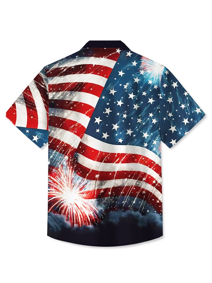Alohadaddy Summer Independence Day Holiday Flag Retro Casual Vacation Shirt