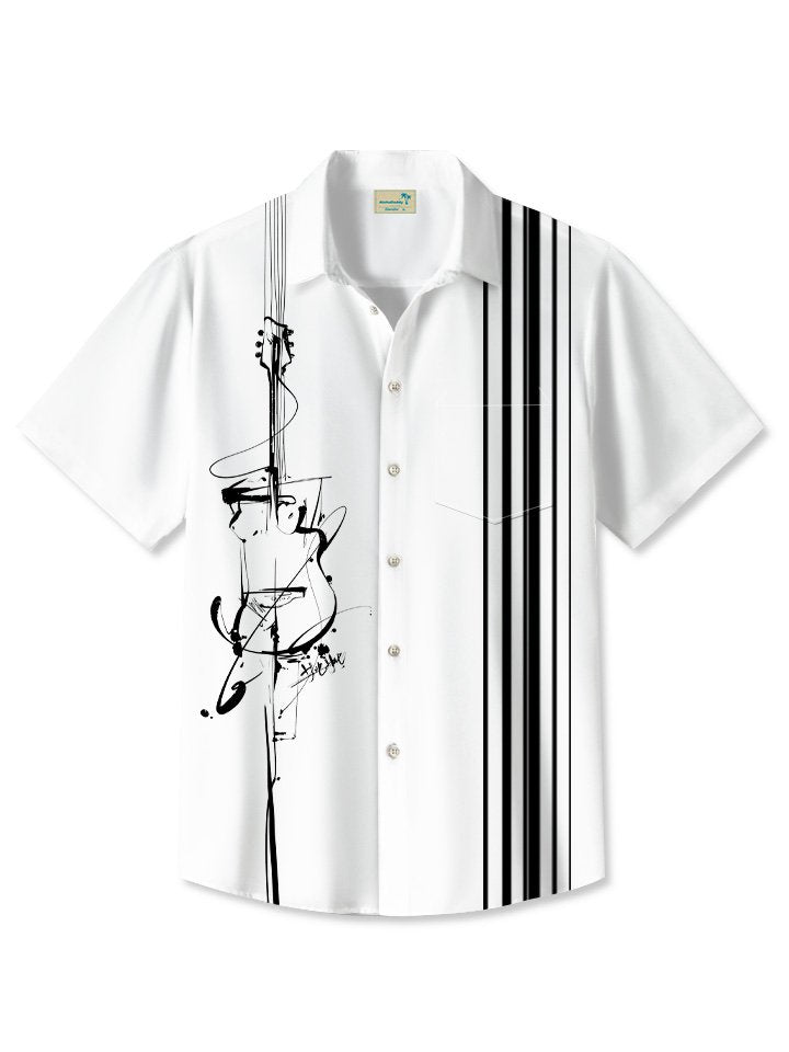 Alohadaddy Summer Music Casual Commute 50s Vintage Bowling Shirt