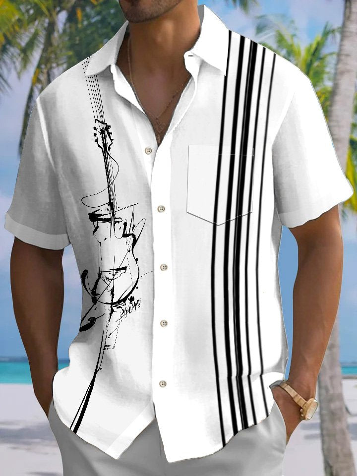 Alohadaddy Summer Music Casual Commute 50s Vintage Bowling Shirt
