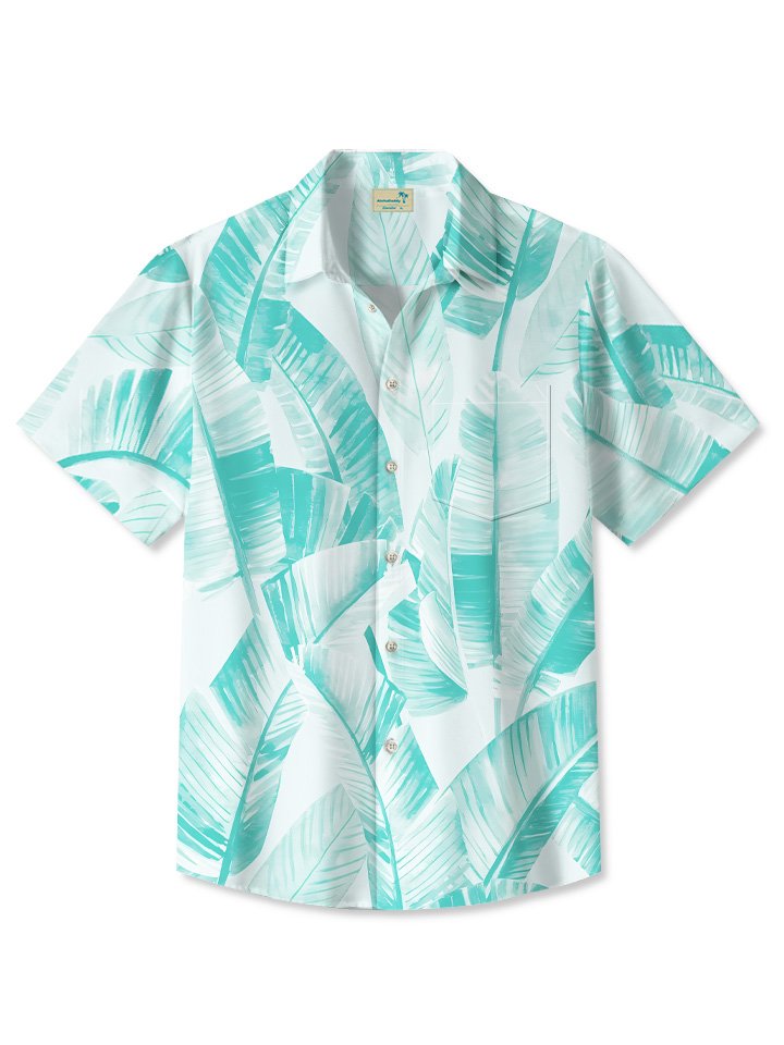Alohadaddy Summer Beach Leaves Gradient Tropical Vegetation Casual Vacation Shirt