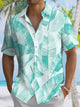 Alohadaddy Summer Beach Leaves Gradient Tropical Vegetation Casual Vacation Shirt