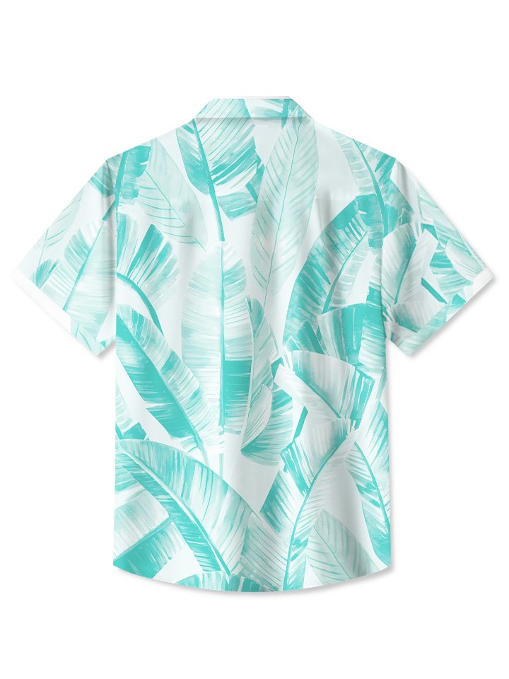 Alohadaddy Summer Beach Leaves Gradient Tropical Vegetation Casual Vacation Shirt