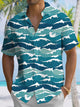 Camisa informal de vacaciones con estampado de animales y olas del océano de verano de Alohadaddy
