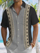 Alohadaddy Summer Ethnic Pattern Commuting Casual 50s Vintage Bowling Shirt