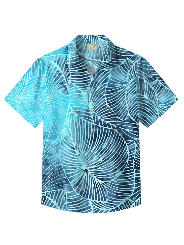 Alohadaddy Summer Beach Leaves Gradient Casual Vacation Shirt