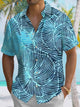 Alohadaddy Summer Beach Leaves Gradient Casual Vacation Shirt