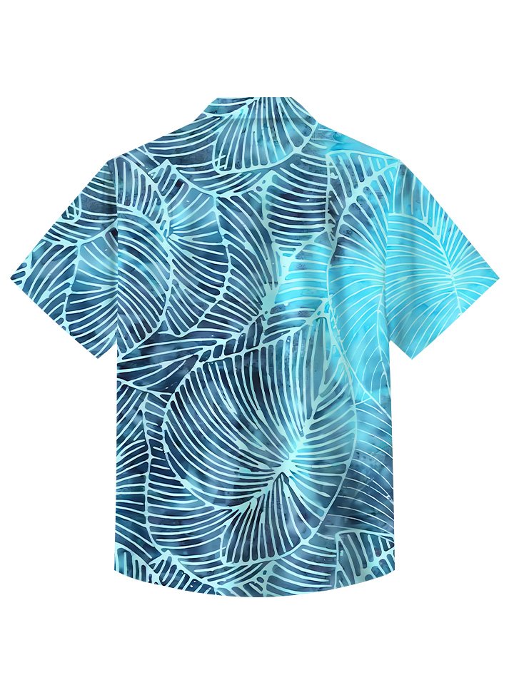 Alohadaddy Summer Beach Leaves Gradient Casual Vacation Shirt