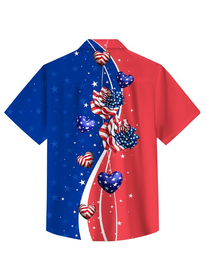 Alohadaddy Summer Independence Day Holiday Flag Casual Vacation Shirt