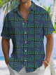 Alohadaddy Summer Geometric Line Fluorescent Pattern Casual Vacation Shirt