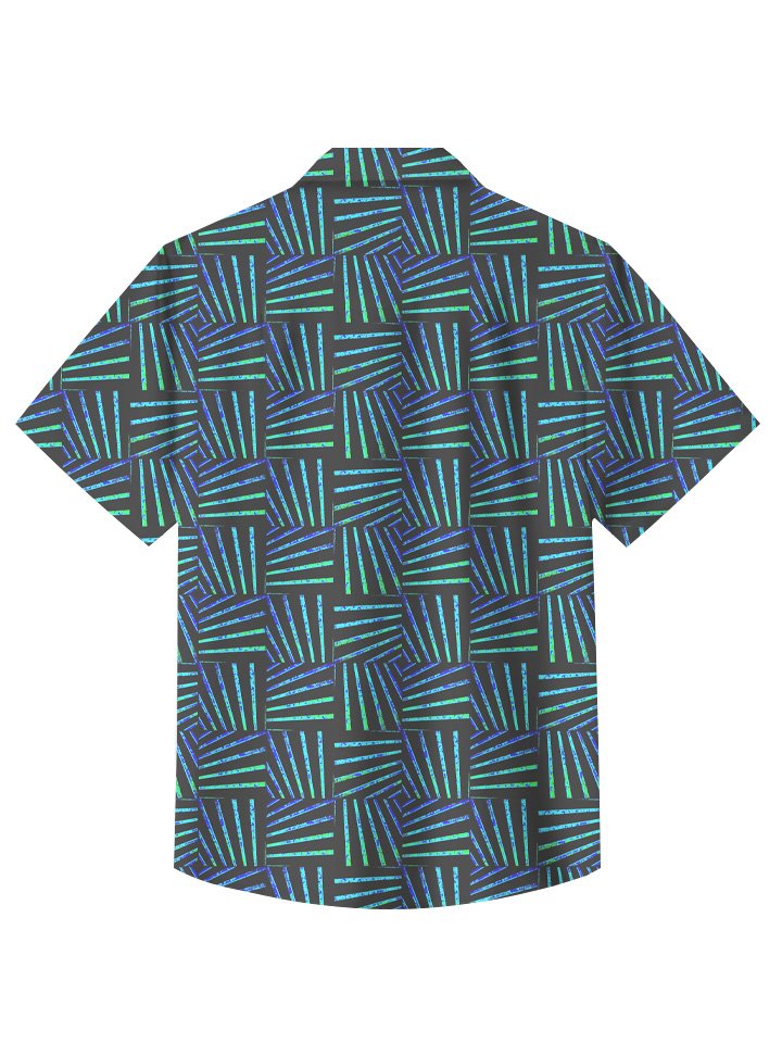 Camisa informal de vacaciones con estampado fluorescente y líneas geométricas de verano de Alohadaddy