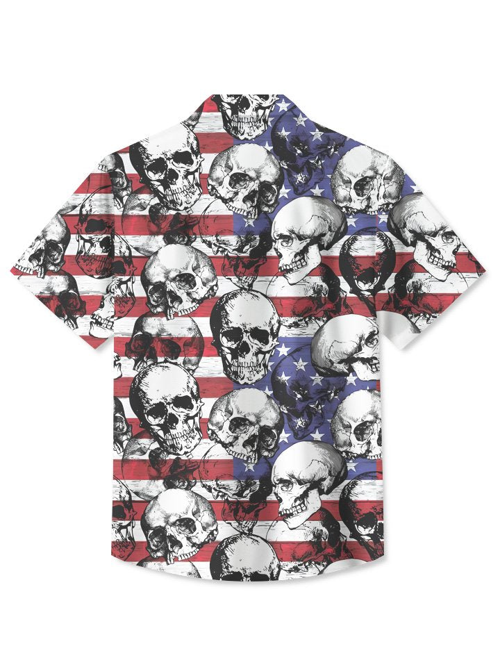 Alohadaddy Summer Independence Day Holiday Skull Retro Casual Vacation Shirt