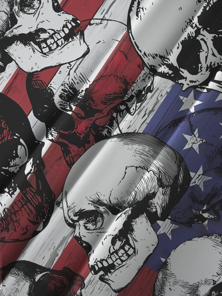 Alohadaddy Summer Independence Day Holiday Skull Retro Casual Vacation Shirt