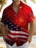Alohadaddy Summer Festival Independence Day Flag Day Button Pocket Casual Vacation Short Sleeve Shirt