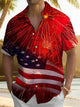 Alohadaddy Summer Festival Independence Day Flag Day Button Pocket Casual Vacation Short Sleeve Shirt