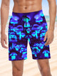 Alohadaddy Summer Plants Tropical 3D Fluorescent Leisure Vacation Men's Shorts