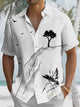 Alohadaddy Summer Plants Cranes Trees Ink Painting Bamboo Commuting Buttons Pockets Men 50s Vintage Bowling Shirt