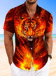 Alohadaddy Summer Animal Tiger Men Button Pocket Casual Vacation Shirt