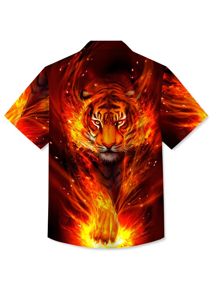 Camisa informal de vacaciones con bolsillo y botones para hombre, con diseño de tigre y animales de verano de Alohadaddy