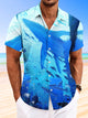 Alohadaddy Summer Ocean Fish Art Pocket Button Men Casual Vacation Shirt