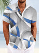 Alohadaddy Summer Geometric Pattern Men's Pocket Button Casual Vacation Short Sleeve Shirt