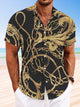 Alohadaddy Summer Metal Chain Contrast Color Men Pocket Button Casual Vacation Short Sleeve Shirt