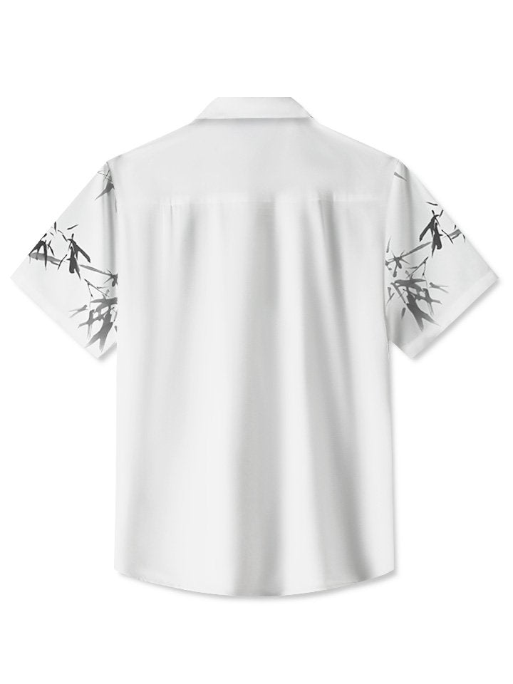 Alohadaddy Summer Plant Bamboo Commuter Men Pocket Button Casual Vacation Short Sleeve Shirt