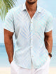 Alohadaddy Summer Gradient Leaves Button Pocket Men's Casual Vacation Shirt