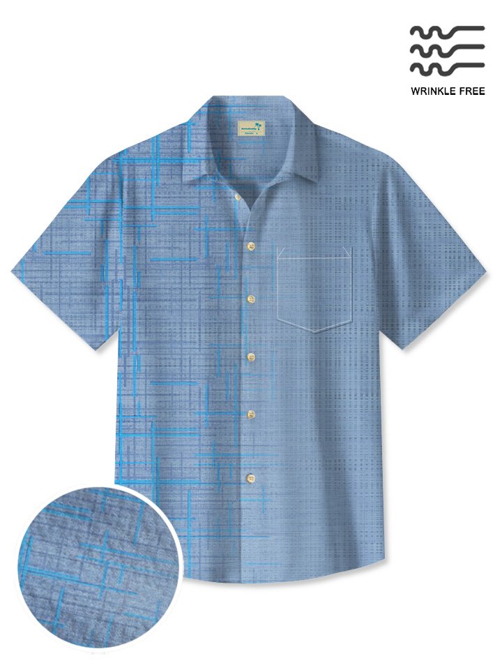 Alohadaddy Summer Geometric Lines Pockets Buttons Casual Commuting 50s Vintage Bowling Shirt