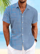 Alohadaddy Summer Geometric Lines Pockets Buttons Casual Commuting 50s Vintage Bowling Shirt