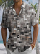 Alohadaddy Summer Geometric Lines Ethnic Pattern Retro Pocket Buttons Leisure Vacation Short Sleeve Shirt