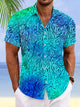 Alohadaddy Summer Geometric Art Lines Pockets Buttons Casual Vacation Men's Short Sleeve Shirt