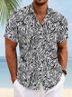 Alohadaddy Summer Geometric Art Lines Pockets Buttons Casual Vacation Men's Short Sleeve Shirt