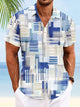Alohadaddy Summer ethnic style color block retro pocket button casual vacation men's short sleeve shirt