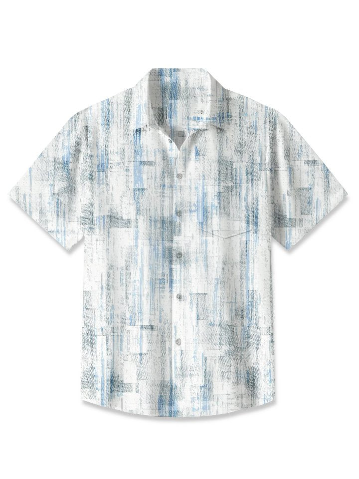Camisa de manga corta de poliéster para hombre, estilo étnico, líneas geométricas, textura retro, botones de bolsillo, vacaciones, Alohadaddy