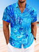 Camisa de manga corta de poliéster para hombre con botones y bolsillo con diseño de mariposas y plantas de verano de Alohadaddy