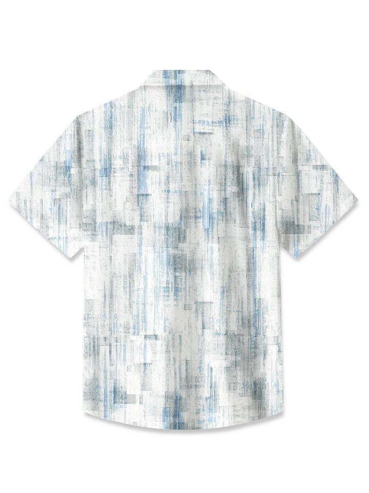 Camisa de manga corta de poliéster para hombre, estilo étnico, líneas geométricas, textura retro, botones de bolsillo, vacaciones, Alohadaddy