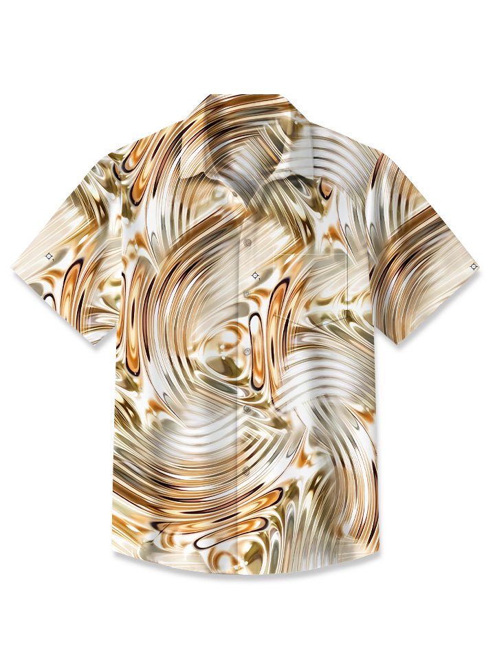 Camisa de manga corta para hombre con estampado 3D de ondas de verano y botones con bolsillo informal para vacaciones Alohadaddy
