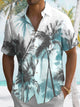 Camisa de manga corta para hombre con estampado de plantas de verano, cocoteros, bolsillos y botones de colores contrastantes, informal, para vacaciones Alohadaddy